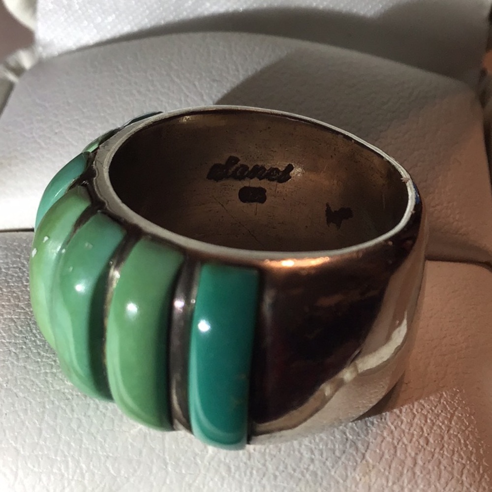 SANEL VINTAGE TURQUOISE BAND RING SIGNED BY ARTIST - Picture 6 of 8
